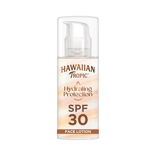Hawaiian Tropic Hydrating Protection Face Sunscreen SPF 30 UVA plus UVB Protection, 50 ml, 12-Hour Moisturisation, Make Up Compatible, Water Resistant, Vegan