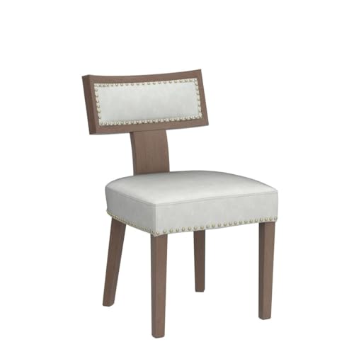 Image of HNY Mid Century Modern Dining Chairs Set of 4, Farmhouse PU Leather Upholstered Accent Chairs Curved Nailhead Trim Backrest Kitchen Chairs, with Hardwood Frame, Grey