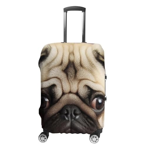 Pug Luggage Cover, Washable Elastic Suitcase Cover Protector Fit 18-32 Inch Luggage