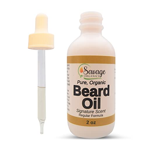 Savage Organics Organic Beard Oil Experience The Natural Goodness- Nourish, Moisturize, And Soften Your Beard With Organic All-Natural Ingredients-2 Oz Glass Bottle #TOP14