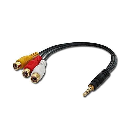 LINDY 35539 Audio-Video Adaptor (Video + Audio Stereo) with 4-Segment 3.5 mm Male to 3X RCA Female
