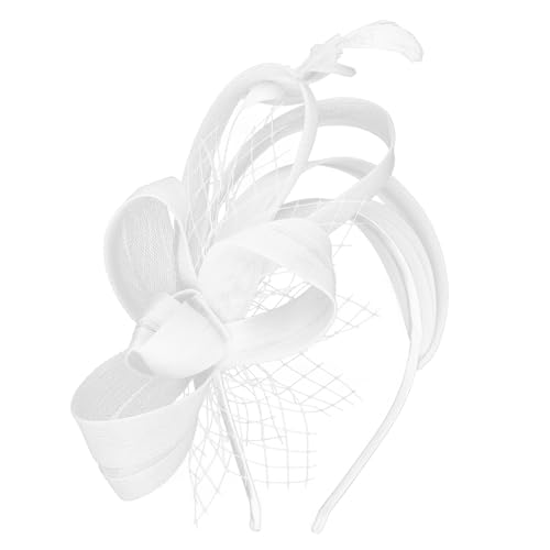 Uintoon Fascinators Hats for Women White Fascinator Headband with Feather Womens Tea Party Hat Derby Hats for Cocktail Wedding Fancy Dress Party 1920s Accessories for Women and Girls