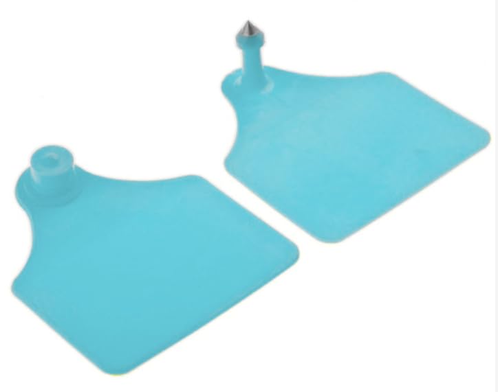 TPU Large Size Split Type Blank Large Cattle Ear Tags,50PCS Upgrade to Prevent Tampering Livestock Ear Tags, for Cattle,Sheep Goat, Pig, 3.9x2.9in (Blue)