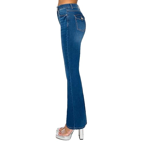 WAX JEAN Women's High Waisted Flap Back Pocket Bootcut Jeans3