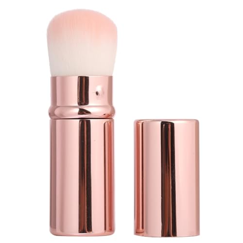 DIYEAH Brocha para Rubor Retráctil Mini de Nylon Esponjosa Color Rosa para Maquillaje Facial, Pincel Cosmético Portátil con Tapa, Adecuado para Viajes y Uso Diario