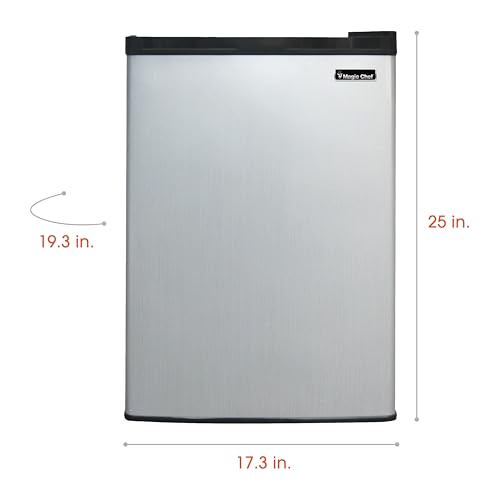 Image of Magic Chef 2.6-cu. ft. Mini Fridge in Stainless Steel, Small Compact All Refrigerator with No Freezer for Bedroom, Apartment, Dorm Room, Office
