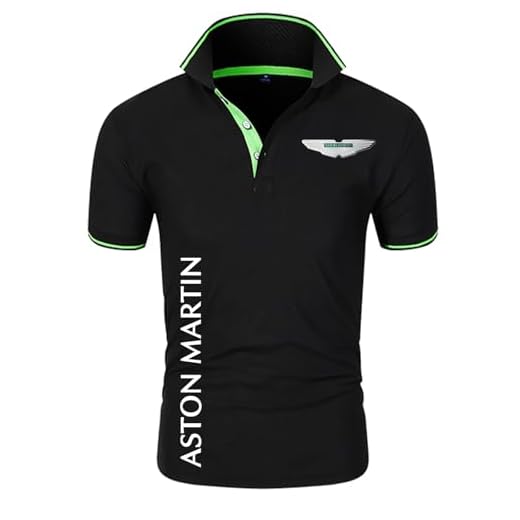 Camisetas Basicas Hombre A.s.t.o.n M.a.r.ti.n, Camisa de Po.lo Golf Tenis con Estampado, Verano Ropa Ligera y Transpirable de Trabajo, ajuste(Black,M)