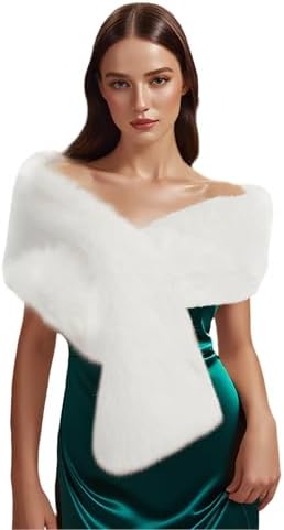 Mukum Women's Faux Fur Wraps 1920 Faux Fur Stole for Women and Girls for Wedding