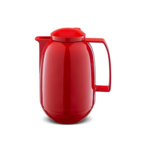 ROTPUNKT Isolierkanne 1,0 Liter I hochwertig I Glaseinsatz I voller GeschmackI I leicht zu reinigen I 24 Std heiß 36 std kalt - crazy red Cover