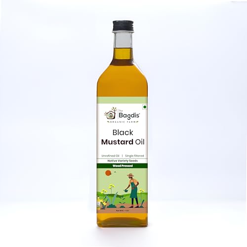 Image of The Bagdis Wood Pressed Black Mustard Oil | Cold Pressed | 100% Natural & Pure | Rich Aroma | For Cooking & Skin Care 1L (1L)