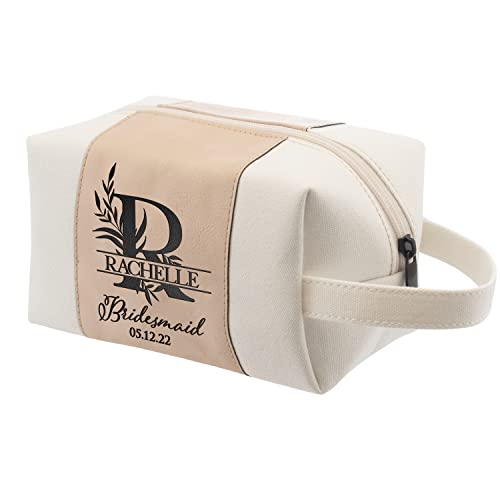 Bridesmaid Gifts, Personalized Toiletry Bag for Women - 3 Design & 4 Color - Custom w/Name, Title, Date, Bridesmaid Proposal Gifts, Bridal Shower Gift, Bachalorette Party Favors, Single D3 - ROSEGOLD