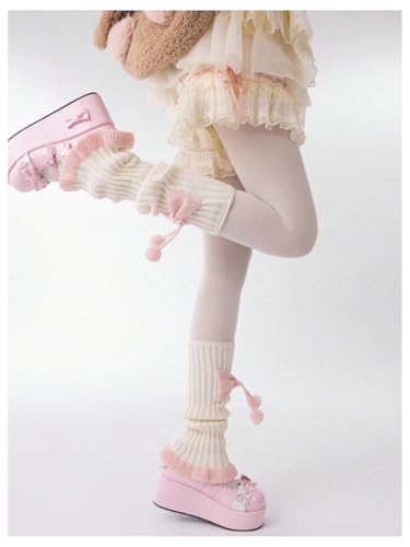 Image of WDIRARA Women's Bow Knitted Ankle Leg Warmers Long Socks Kawaii Boot Socks Y2K