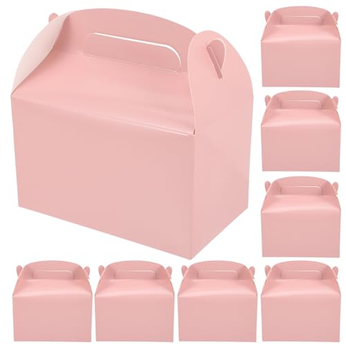 PACKOVE 20 Cajas de Dulces para Fiesta de Papel Kraft con Asa Tamaño Pequeño para Regalos y Golosinas Color Rosa Ideales para Cumpleaños Shower y Eventos Infantiles