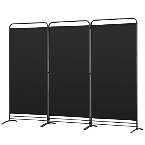 Angel Living Biombo de 3 Paneles, Decoración Elegante, Separador de Ambientes Plegable, Divisor de Habitaciones, 243 x 180 cm (Negro)
