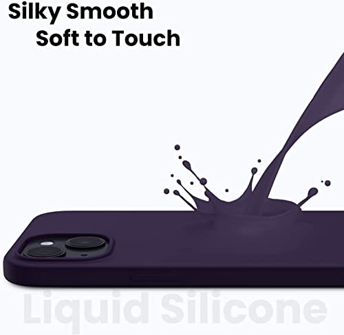 Image of DIZORO Microfiber Candy Case Compatible for iPhone 14, Shockproof Slim Back Cover Liquid Silicone Case (Deep Purple)