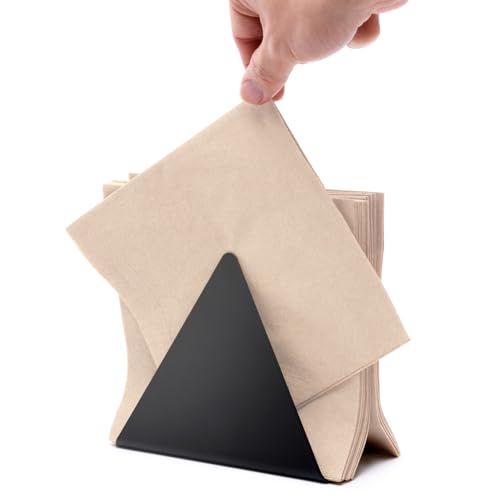 xympo Self-Adjusting Napkin Holder – Compact Black Metal Dispenser for