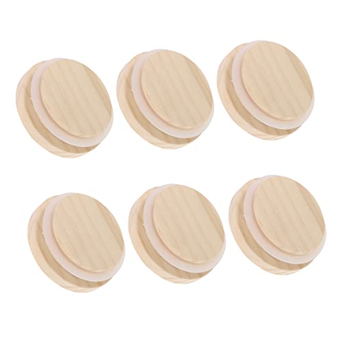 SOLUSTRE 6Pcs Round Wooden Sealing Lids for Home Bottles Replaceable Cup Lids for Jars Containers and Aromatherapy Use
