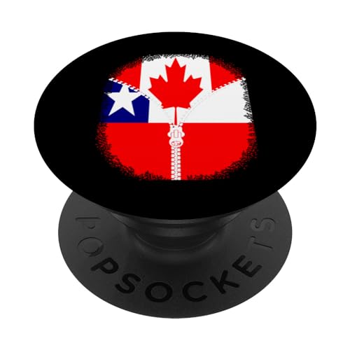 Canada Chile Flag Canadian Chilean Zipper PopSockets Swappable PopGrip, Black