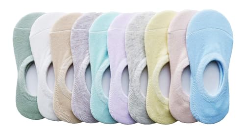 Image of CHUNG Toddler Little Boys Girls No Show Liner Cotton Socks Thin Multi Solid Color White Summer 10 Pack 2T-12Years