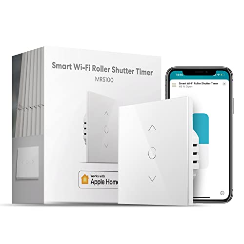 Meross Interrupteur Volet Roulant Connecté (FIL NEUTRE REQUIS), Interrupteur de Rideau Compatible avec HomeKit, Alexa et Google Home, Contrôle de Pourcentage, Commande Vocale et Contrôle à Distance