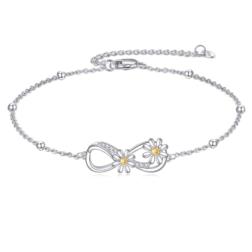 Image of POPLYKE Ladybug /Dragonfly /Bee /Paw Bracelet for Women Sterling SIlver Bracelet /Anklet Jewelry Gift for Women