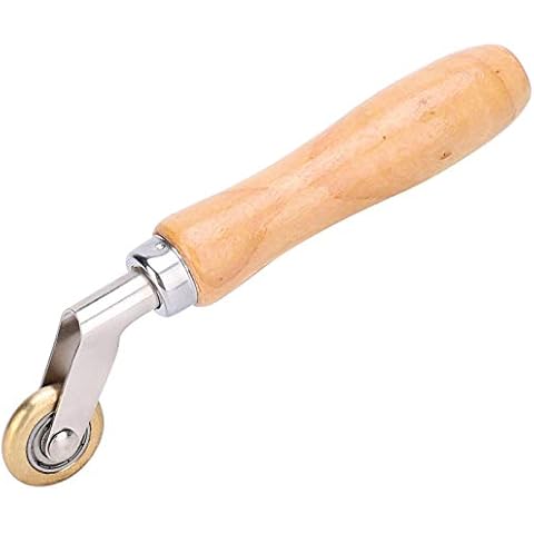 Single Roofing Penny Roller, Welding Handheld Roller, with Brass and 5 inch Non Slip Wooden Handle, Wallpaper Flooring Corner Detail Seam Roller Cover