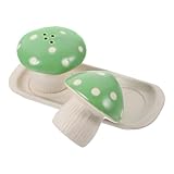 BESPORTBLE Keramik Pilz Salz Pfefferstreuer Set Praktisches Gewürzbehälter set für Küche Restaurant und Outdoor Bbq Platzsparend für Haushalt und Camping Grün
