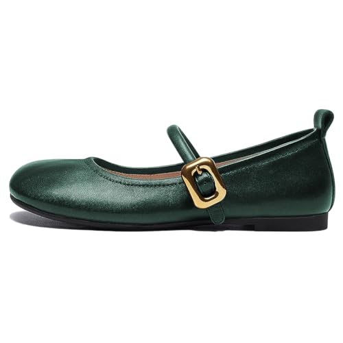 FOWT Women Fashion Closed Toe Mary Jane Pumps Round Toe Slip On Ballet Flats Comfy Party Prom Dress Shoes Size 4-16 US2