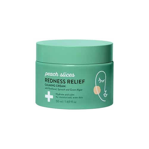 Peach Slices - Redness Relief Calming Cream (1.69 oz) - Hydrate & Calm - Moisturized, Even Skin - Panthenol, Spinach, Green Algae, & Turmeric - Vegan, Cruelty Free, Korean Skin Care & Beauty