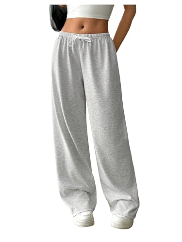 Women's Drawstring Waist Straight Streetwear Long Wide Leg Sweatpants Casual Loose Baggy Workout Long Summer Pants