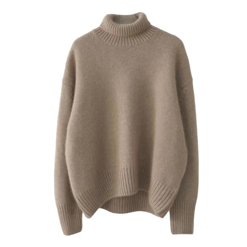 High Collar Women Jumper Solid Color Knit Sweater Long Sleeve