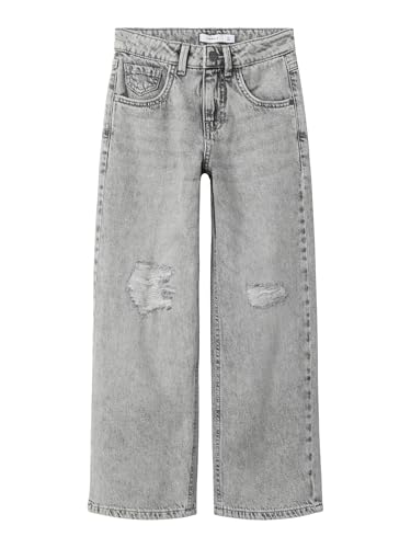 Name IT Mädchen Girl Fit Nkfrose Hw Wide Jeans 1411-Te Noos, Light Grey Denim, 134 EU
