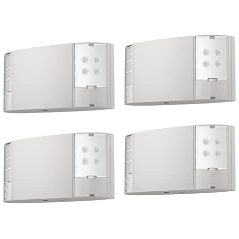 EXITLUX 4 Pack Led Exit Sign with Emergency Lighting Battery Backp -Two LED Adjustable Head -120/277VAC-UL Listed-Exit Lighting -Dual LED Lamp ABS Fire Resistance for Power Failure. Cover