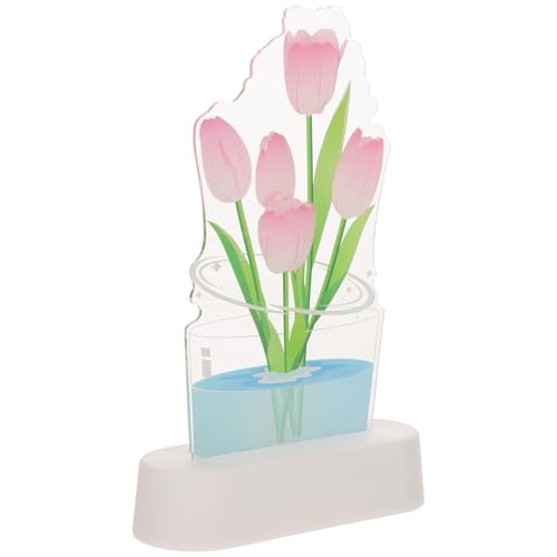 Lámpara de Mesa Tulipán 3D Acrílica Color Rosa