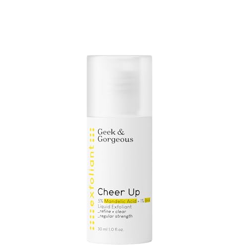 Geek & Gorgeous - Cheer Up - Descasque químico para o rosto com ácido de amêndoas e ácido BHA, atua contra a acne, melhora e poros aumentados, para a pele combinada e a pele oleosa, 30 ml