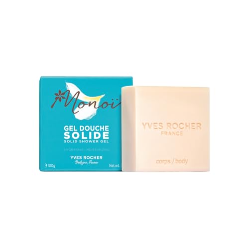 Yves Rocher Monoï Gel de Ducha Sólido – Hidratante, sin sulfatos ni jabón – pH neutro, 93% origen natural, vegano – Aroma Monoi – 100 g = 500 ml