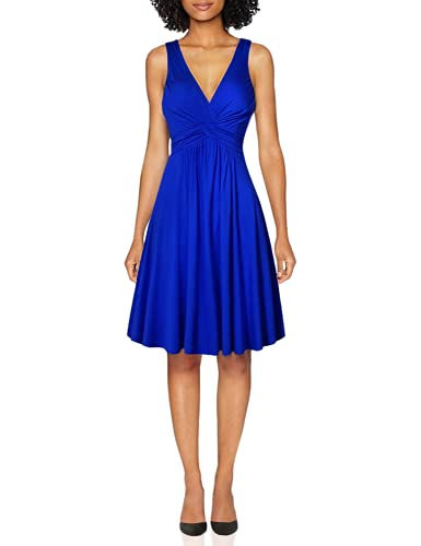iHPH7 Women's Vintage Dresses Off Shoulder Boat Neck Cocktail Formal Swing Dress Plus Size V-Neck Retro Sling Pleated Slim Flare Skirt Dress (XL,Blue)
