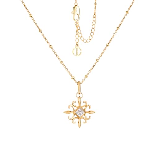 Cicy Bell 18k Gold Plated Necklace for Women Princess Cubic Zirconia Dainty Pendant Necklace Trend Jewelry Gift, 17.7