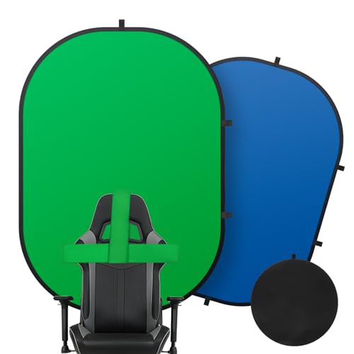 Green Screen Portable Heorryn 3x5ft Green Blue Screen Chair Backdrop Kit Background Double Sided Pop Up Chroma Key for Photography Live Streaming Gaming Zoom Video Chats Parties and Meeting