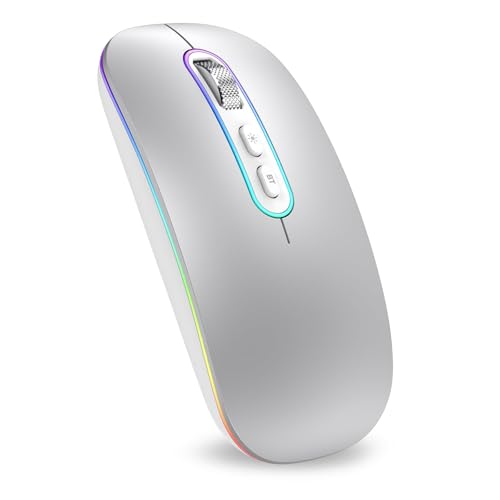 cimetech Souris Bluetooth Rechargeable, Souris sans Fil, Souris Silencieux de Double Modes (Bluetooth 5.1 + USB 2.4G) 3 DPI pour...