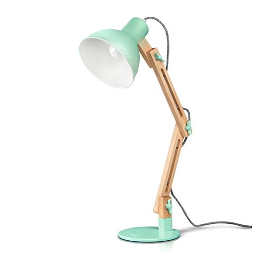 Lámpara de Escritorio,Columpio del Brazo,lámpara de Mesa Ajustable y Desmontable de Madera para Oficina, Sala, Estudio y Dormitorio, Verde - Tomons
