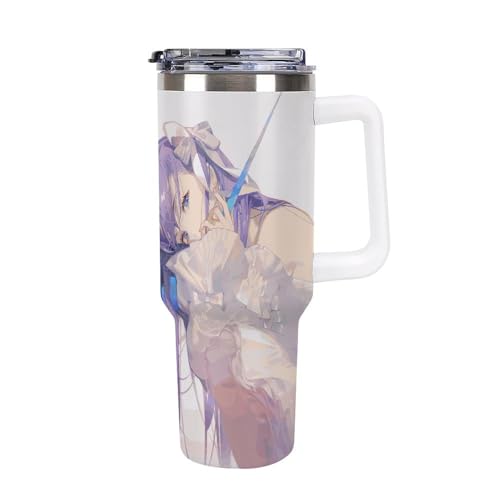 タンブラー FateGrandOrder メルトリリス 水筒 40OZ 真空断熱 保温保冷 ステンレスマグボトル 結露しない ストロー付き/直飲み可能 洗いやすい ハンドル付き 車内用 アウトドア キャンプ 大容量