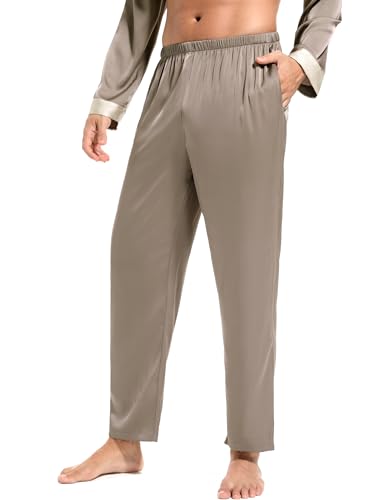 Men's Pajamas Sets Soft Silk Satin Sleepwear for Men Button Down Loungewear with Pockets3