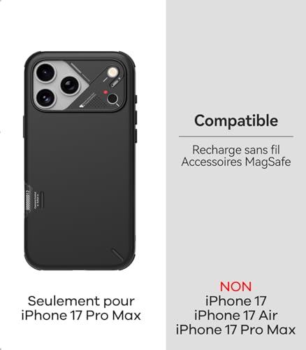 Protection composite multicouche coque iPhone 17 Pro Max noire évite la surchauffe