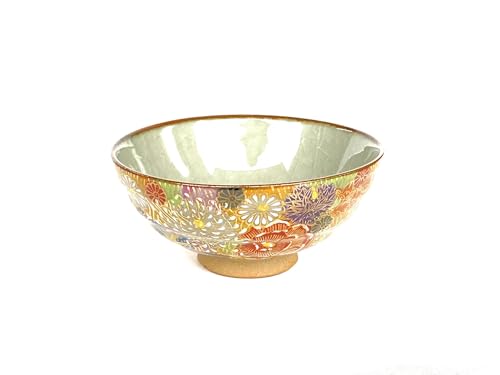 Kutani japanese porcelain【rice bowl meshiwan chawan】kin hanazume princess feeling
