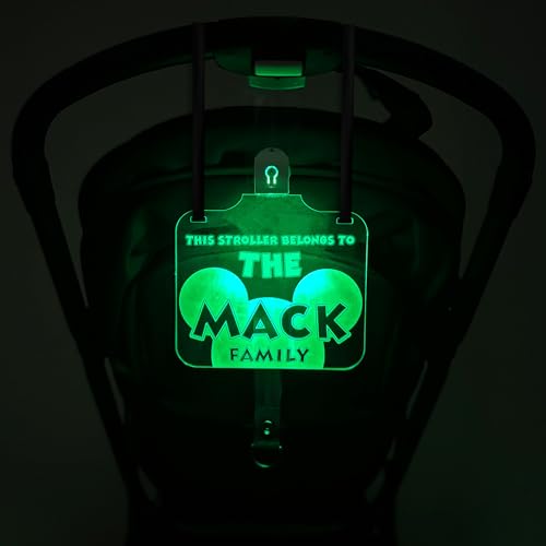 Personalized Night Light Stroller Name Tag, Mouse Ears Sign, Light up Family Stroller Sign for Theme Parks, Amusement Park Family Sign (Style 9)