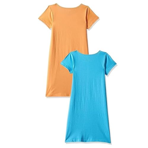 Cloth Theory Cotton Knee Length Girls T-Shirt Nightdress Regular Nightgown (CTGSW_023_Orange & A.J.Blue_9-10 Years) - Image 2 thumbnail