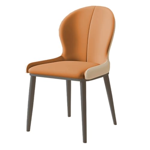 Genérico Sillas de Comedor Modernas de Mediados de Siglo, tapizadas, de Cuero, con Patas de Metal, para Sala de Estar y Dormitorio (Naranja, B)