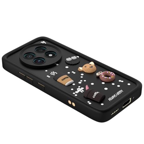 Image of Bintage CASE Cute Fun Taddy Cartoon 3D Ball Bear Milk Cake Coffee Silicon Case Full Body & Camera Protection Back Cover Compatible for Realme 13 Pro 5G - Black