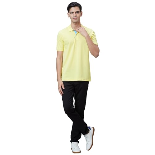 Image of Park Avenue Slim Fit Pure Cotton Print Pattern Polo Neck Casual T-Shirt